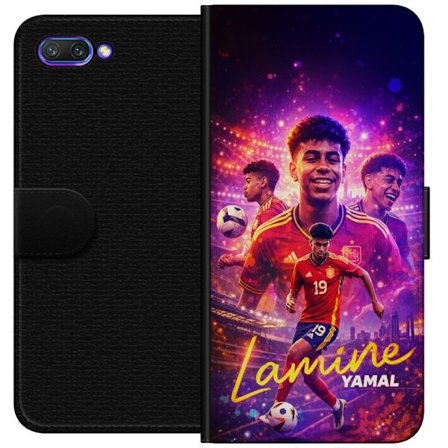 Yhteensopiva Lompakkokotelo Honor Honor 10 Lamine Yamal jalkapallo juliste Espanjan maajoukkueen pelipaidassa dynaamisella liikkeellä, värikkäillä