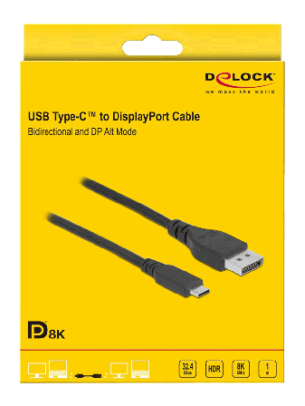 Delock videoadapterkabel - 24 pin USB-C til DisplayPort - 1 m