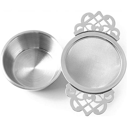 (sølv) Tesil, rustfrit stål tesil med skål, t