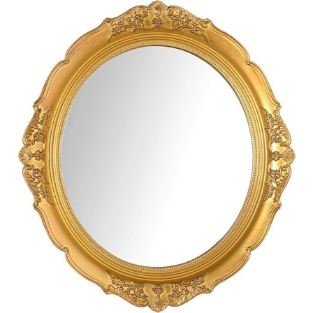 Dekorativt vintage veggmontert speil for soverom stue kommode, 33 x 37 cm (gull)