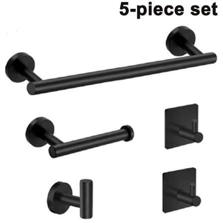 /EA/40 cm musta viisiosainen kylpyhuonekoukkusetti, 304 ruostumatonta terästä, luova rullapaperipyyhepidike, yksittäinen pyyheteline,
