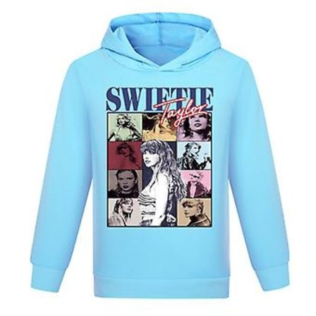 7-14 år Barn Taylor Swiftie Trykk Hoodie Mote Sport Casual Hettestroffe Genser Pullover Topper For Gutter Jenter (9-10 År Lys Blå)