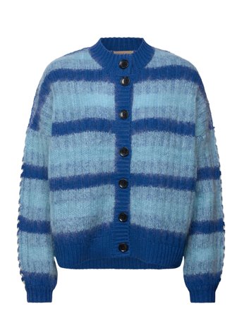 Striped Cardigan In Wool Mix Blue Stella Nova