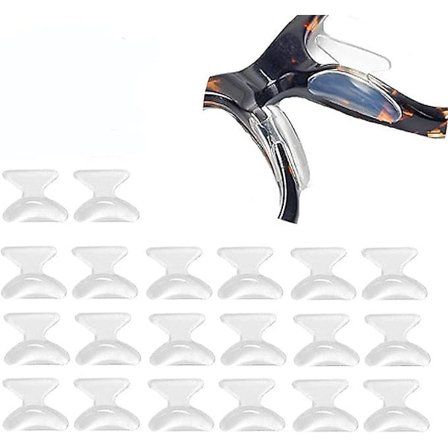 10 par bløde, skridsikre silikone næsepuder i sommerfugleform (2,8 mm, hvide) - skridsikre, klæbende næsepuder til læsebriller, solbriller og briller