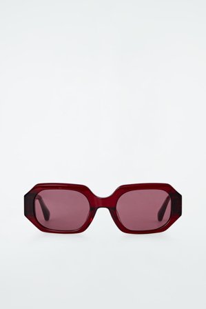 COS Women's Facet Sunglasses Rectangle in Red