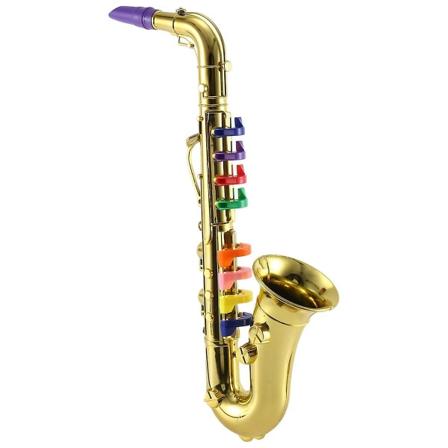 Saxofon 8 Farvede Nøgler Metallisk Simulation Rekvisitter Spil Mini Musikalsk Til Børn Fødselsdag Legetøj Guld