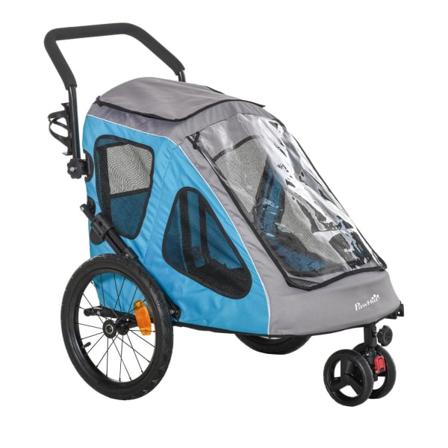 Rootz hundcykelvagn - blå, grå, svart - metall, Oxford, tyg - 55,11 cm x 27,95 cm x 41,33 cm