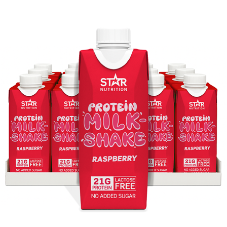 Proteindrikke Star Nutrition 15 x Protein Milkshake 250 ml, Raspberry - Bodyman.dk