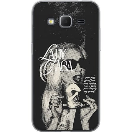 Kompatibelt Mobildeksel til Samsung Galaxy Core Prime Lady Gaga svart-hvit retroplakat med solbriller og popkonst-estetikk