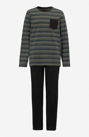 Cellbes of Sweden - Todelt pyjamas i svart / grønn / stripete for menn i størrelse 8XL