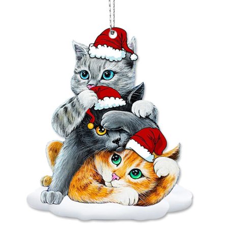 Sød kat jul Halloween ornament - Sjov kat jul dekoration træ hængende træ topfigur - Jul dekoration ornament