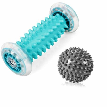 Plantar Fasciitis Fotmassasjerulle - Massasjeapparat & Hardt Spiky Ball-sett Perfekt for Armsmerter - Hæl- og Fotsmertelindring