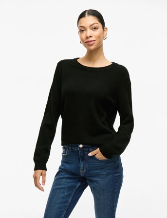Vila Viril O-Neck L/S Knit Top - Noos - Black - S