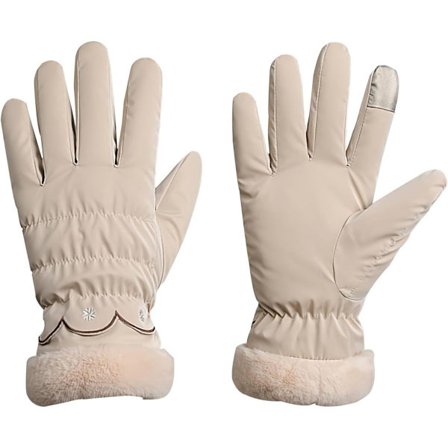 Vinterhandsker til kvinder - Varme fleeceforede vindtætte handsker til udendørs aktiviteter, skiløb, løb, gåture, cykling, kørsel - Off White