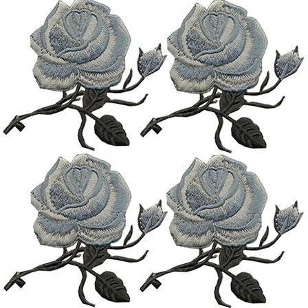 4 stk Rose Broderte Strykejern På Klær Lapper Striper T-skjorter