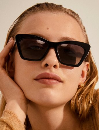 Pilgrim Dakota Angular Cat-Eye Shaped Sunglasses Black - Black - ONE SIZE