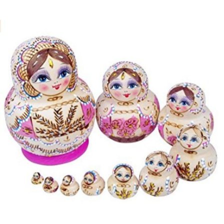 10 stk fine russiske Nesting Dolls Matryoshka håndlagde