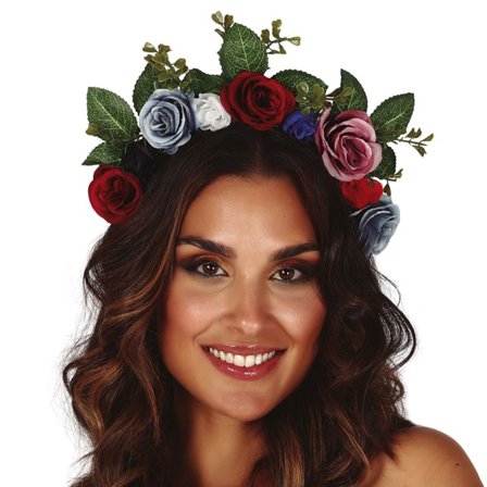 Hårbøjle med Mørke Blomster & Blade