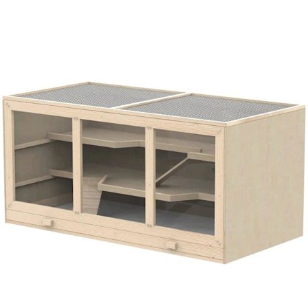 Rootz hamsterbur - syrisk hamster - musrotter - mus gnavere - smådyr hytte - naturlig træfarve - 115Lx60Bx58H cm