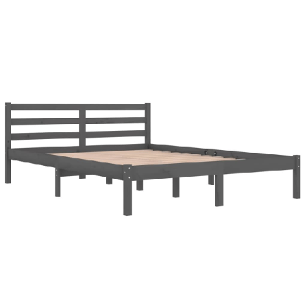 Vidaxl Sängram Massiv Furu 140x200 Cm Grå Grå