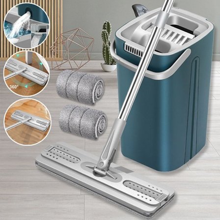 NYHET 360 roterande hink Handfri golvmopp med squeeze mopp