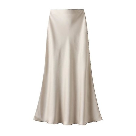 Satin Midikjol Hög Midja Långa Kjolar För Kvinnor SSBgv