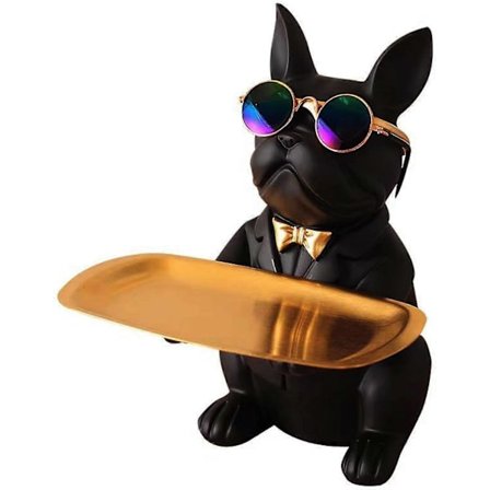 Kul Bulldog Figur Skulptur Statue Resin God Oppbevaringsboks for Nøkler, Husholdningsartikler etc