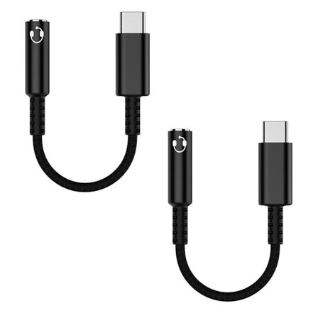 USB-C till 3,5 mm hörlursadapter (2-pack), USB svart