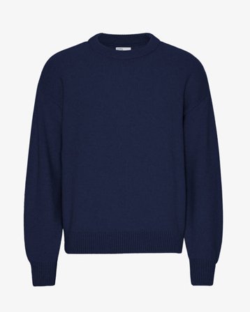 Oversized Merino Wool Crew - Marine Blue