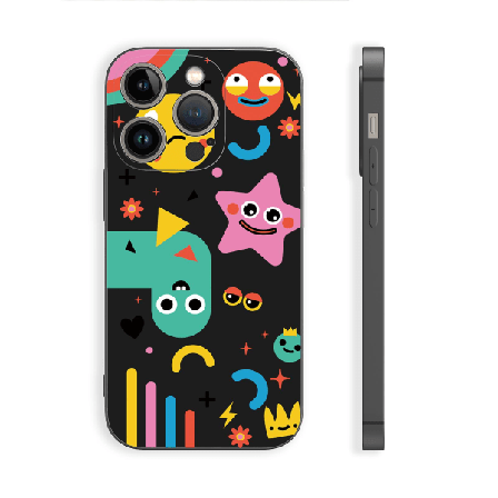 Creative Cartoon Tpu Gummi Stötsäkert Phone case För Iphone 15 Case Series Style E Svart Ypdt1855