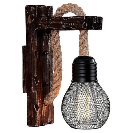 Amerikansk lampe lys retro hamp tau vegglampe (pærer ikke inkludert)