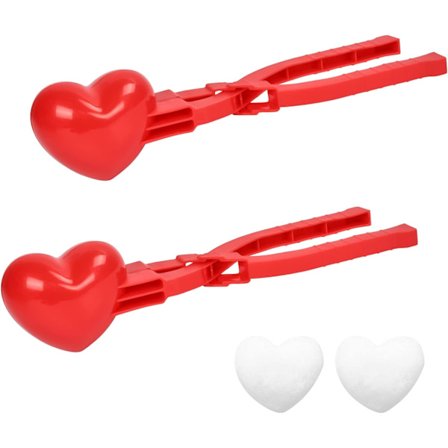 2 stk. sneboldmaskine, hjerteformet sneboldklemme, sneboldklemme, sneboldmaskine til børn, voksne, udendørslegetøj