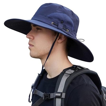 Solhat Anti-UV UPF 50+ Udendørs Fiskehat Bred Skygge Fiskehat (Navy)