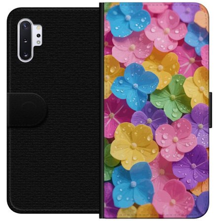 Yhteensopiva Lompakkokotelo Samsung Samsung Galaxy Note10+ Värikkäät kukat kastepisaroilla eloisaan kuviointiin