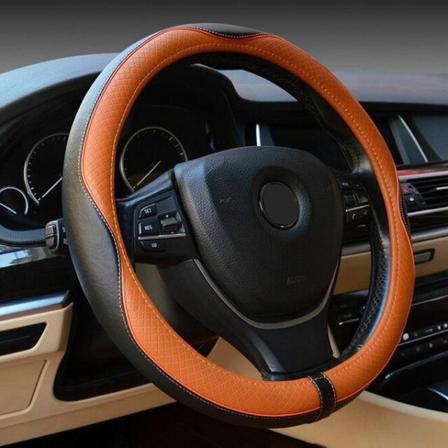 (Orange)Läder Universal Cover 38CM Bil-styling Sport Auto Rattskydd Antisladd Biltillbehör Orange