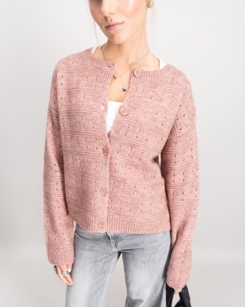 LMTD NLFNAMELY LS SHORT KNIT CARDIGAN Rosa Genser Jente - Kids Brand Store