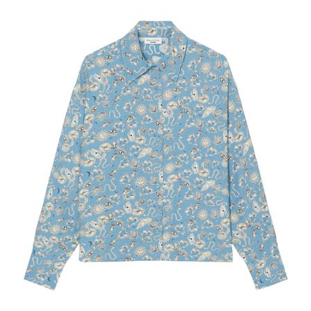 Marc O'Polo Printed Bluse with a statement collar Blå, Dame