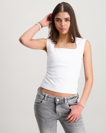 RYVLS Square Neck Tank Biały Topy i bluzki Dziewczyna - Kids Brand Store