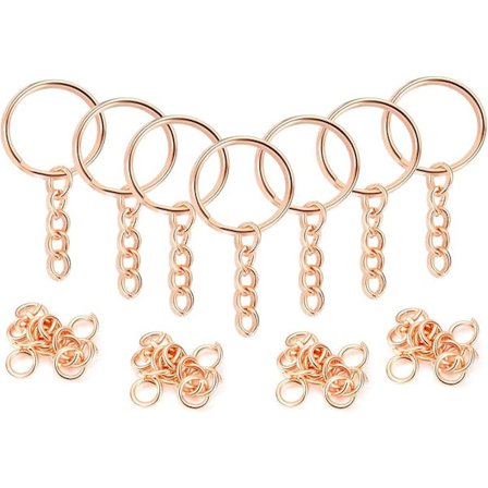 Nyckelringsset, delade nyckelringshängare med kedja + bindringar, för DIY-hantverk tofsar harts konst smyckestillverkning