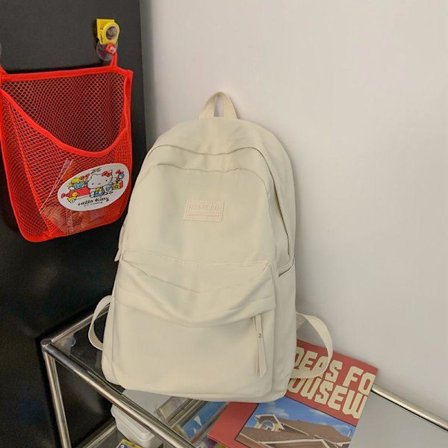 Student skolesekk stor kapasitet skolesekk videregående elever campus versjon Harajuku matchende enkel skogssystem vanntett ryggsekk-hvit