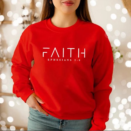 Trendig Faith Sweatshirt Bibelversskjorta Kristna kläder Dam Streetwear Tröja Huvtröja Estetiska kläder