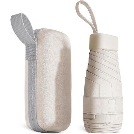 Resefärdspara, 6 Ribbor Miniparasoll Litet UV-Parasoll, Vikbart Solparasoll Vindtåligt Regnskydd med Kapselväska, Vikbart Bärbart Fickparasoll