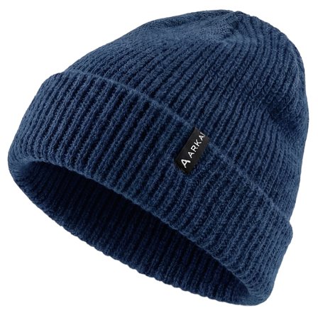 Nordic | Berretto blu navy a maglia stile pescatore con risvolto a coste per uomini - Berretti invernali