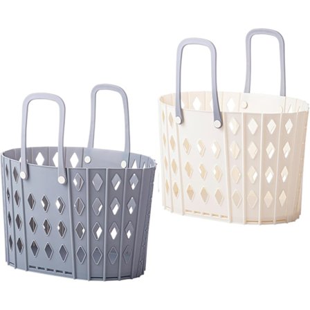 Tvättkorg i plast, hopfällbar, för kläder, sovrumsförvaring, hopfällbar tvättkorg med bärhandtag (grå och vit)