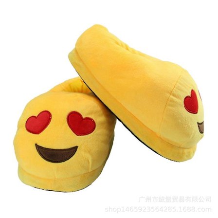 Tøfler med tegneserie-emoji, emoji-pakke, sko i plysjbomull