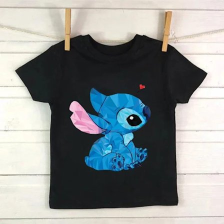 Barn T-shirt i bomull Barn Disney Lilo Stitch Tecknad T-shirt Stitch Söt Manga T-shirt Y2k Grafisk T-shirt Tjej Pojke Topp T-shirts