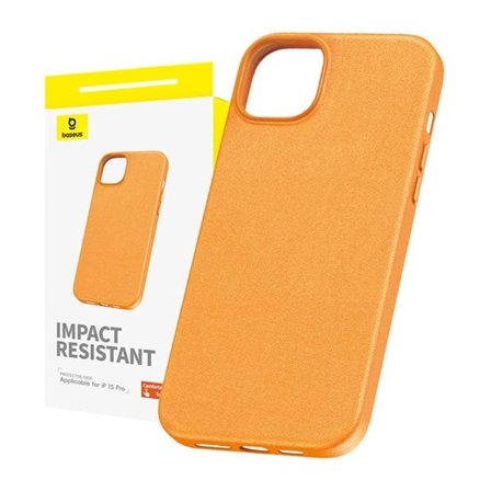 Telefontaske til iPhone 15 Pro Baseus Fauxther Series (Orange)