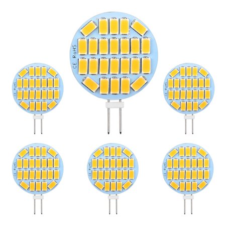G4 LED 3W, AC12-24V, 300LM Varm Hvid 3000K, 24x5730 SMD 6-pak