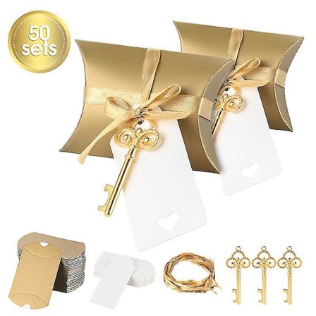 50 st vita godis kartong bröllopsgåvor presentaskar 7x9cm med jute rep 23m present