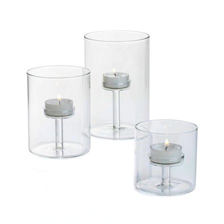 Sett med 3 glasslyslykter, klare votivlysestaker for bryllup, fest, hjem, stuedekorasjon